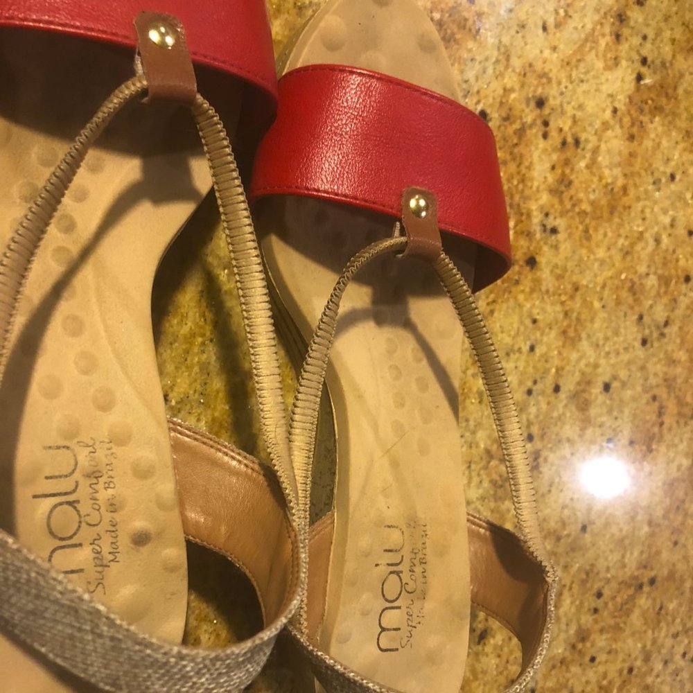 Leather Size 9 Red Malu Shoes Made in Brazil